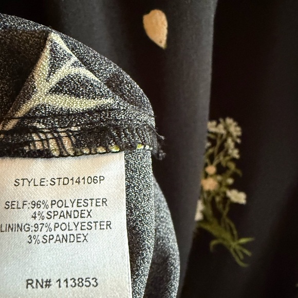 Sugarlips Jenna Floral Midi Dress Black Green Puff Sleeve Women’s Small NWT - Picture 8 of 14